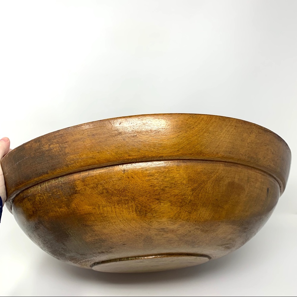 Primitive 16.25”-17.5” Wood Dough Bowl - Picture 8 of 12
